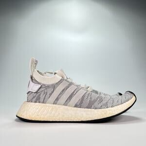Adidas NMD R2 Primeknit Gray White Running Shoes Sneakers BY9410 Youth Size 5
